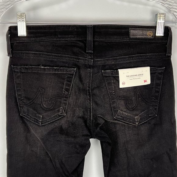 AG Adriano Goldschmied Legging Ankle Skinny Jeans 4 Year Distressed Black sz 24 - Picture 6 of 12